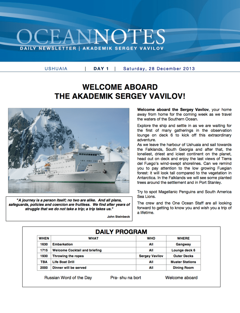 Ocean Notes: Our daily newspaper 